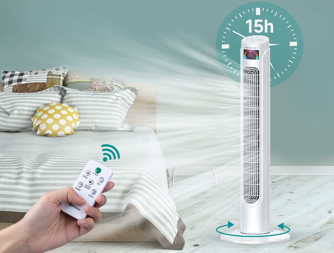 WOWDSGN Silent Leafless Vertical Tower Fan /WhiteWOWDSGN